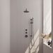 Brauer Gunmetal Edition Thermostatische Regendoucheset Inbouw - Hoofddouche 20 cm - Gebogen Wandarm - Handdouche Staaf - Doucheslang - Geintegreerde