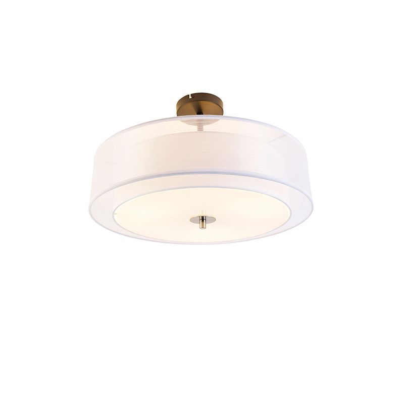 QAZQA Drum Duo Plafondlamp - Wit - Ø 50 cm - 3-lichts