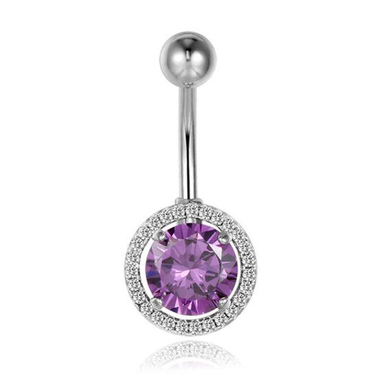 Cilla Jewels Cilla Navelpiercing van Titanium - Bling Zilver & Paars
