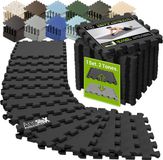 bemaxx Beschermende Vloermatten Zachte Foam Tegels in Elkaar Grijpende Schuimmatten - 18 Stuks EVA Schuim Puzzelmatten - Vloermat Bescherming, Puzzel Sportmatten Set Vloerbeschermingsmatten Beschermmat Sport - AntiSlipX Double-sided Antraciet / Grijs