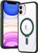 Merkloos Apple iPhone 11 Hoesje MagSafe Back Cover Kickstand Transparant Groen