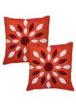 Rajrang Traditionele kussensloop handgemaakt Oranje Polydupion kussensloop 2 st.