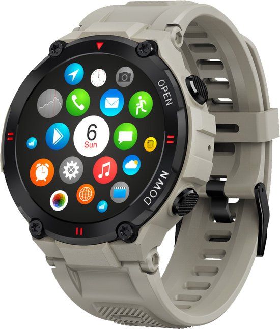 Nuvance Outdoor Smartwatch - 45 mm - IP67 Waterdicht - Bluetooth Smartwatch voor Dames en Heren - Grijs