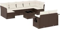 vidaXL 10-delige Loungeset met kussens Poly Rattan Bruin