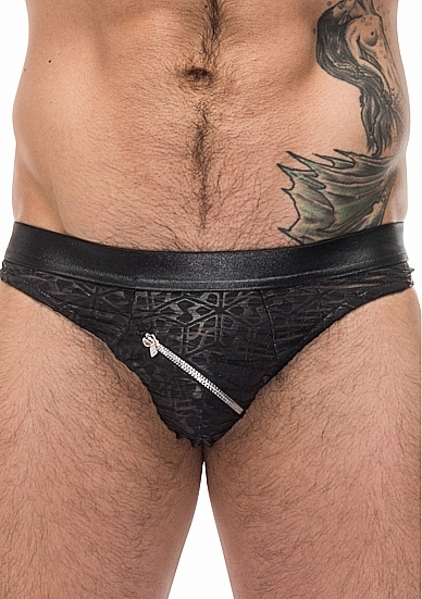 Male Power Zip Bikini - Black - Large L