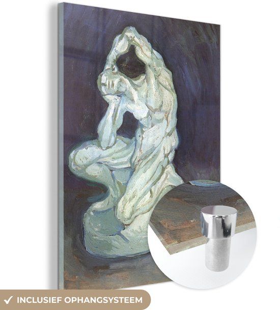 MuchoWow® Glass Painting 60x80 cm - Acrylic Glass Painting - Kneeling Man - Vincent van Gogh - Photo on Glass - Paintings