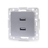 Adapter Duits en Frans USB-adapter met zilveren afwerking