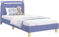 vidaXL lit pour enfant avec tête de lit, bleu jean, 80 x 200 cm, avec revêtement en tissu