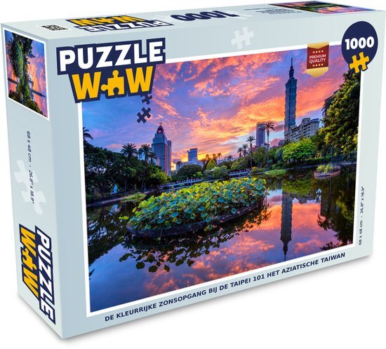 MuchoWow Puzzel De kleurrijke zonsopgang bij de Taipei 101 het Aziatische Taiwan - Legpuzzel - Puzzel 1000 stukjes volwassenen