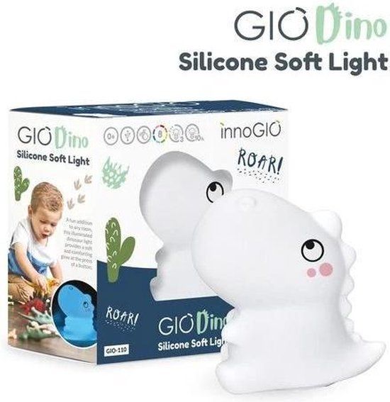 InnoGIO GIOdino Siliconen Lamp - Wit - Tafelmodel - Speciaal voor Kinderen