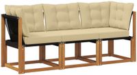 vidaXL Outdoor 3-delige Midden- en Hoekbank Naturel