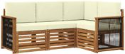 vidaXL - Acacia Hout - Bank Loungeset - 4 zitplekken - Natuurlijk en crème