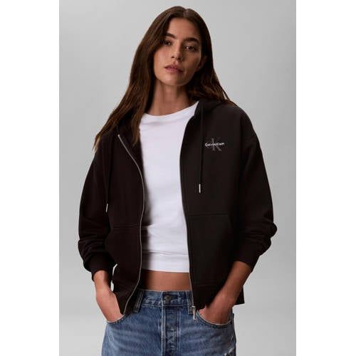 CALVIN KLEIN JEANS sweatvest met logo - zwart