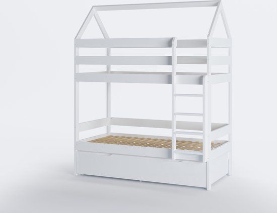 Viking Choice Stapelbed Huisbed - 80x160 cm - Wit - Met Bedlade