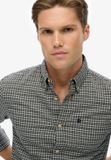 Superdry Premium Oxford overhemd met ruitjes - Heren - Lange mouwen shirts - M - Katoen - Charcoal Marl Micro Grid