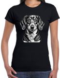 Bellatio Decorations T-shirt Dames Zwart Teckel Hond Hondenliefhebber XXL