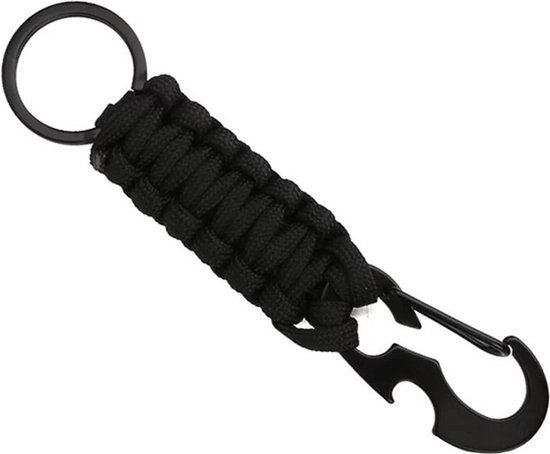 LGT JWLS Lookinggoodtoday Sleutelhanger Zwart Paracord met Ring en Musketon