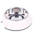 Dehner Honden- en kattenvoerbak Ø 22 cm hoogte 6 cm 700 ml melamine / roestvrij staal / rubber (wit)