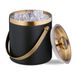Relaxdays ijsemmer, rvs, dubbelwandig, met deksel en hengsel, groot, 1,5 liter, metalen ijsblokjesemmer, zwart/goud