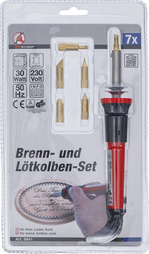 BGS Brandmerk- en soldeerbout incl. toebehoren 7 delig - 30 W
