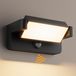 Applique murale LED 24W avec détecteur de mouvement, IP65, 3000K, réglable, noir