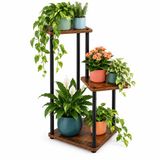 Merkloos Relaxdays Plantenrek binnen - 3 planken - industrieel