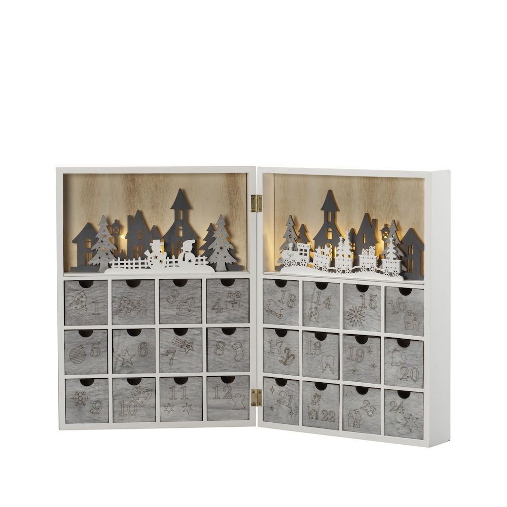 Konstsmide 3283-210 Adventskalender - LED - Wit - Hout - Batterij