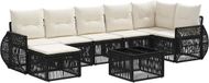 vidaXL Tuinbank - Set - 7 zitplekken - Zwart en crèmewit - Polyrattan