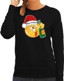 Bellatio Decorations foute kersttrui/sweater dames - Dronken - zwart - Merry Kristmus M