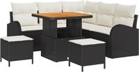 vidaXL Tuinbank - Set - 2 zitplekken - Zwart/ Crèmewit - Polyrattan