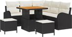 vidaXL Tuinbank - Set - 2 zitplekken - Zwart/ Crèmewit - Polyrattan