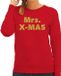 Bellatio Decorations Mrs. x-mas Foute Kersttrui sweater voor dames - rood - met gouden glitter letters - kerstkleding / kerst outfit XL