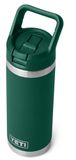 YETI Rambler C Straw Bottle, Stainless Steel Vacuum Insulated Bottle with Straw Cap, Black Forest Green, 18 oz (532 ml)