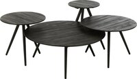 J-Line tafels Rond Gerecycleerd Teak - hout - zwart - set van 4