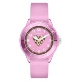 s.Oliver Kinderhorloge - rond - paars - 38 mm - plastic horloge met kwartsuurwerk op siliconen band met gesp - analoog polshorloge - 5 ATM waterdicht - krasbestendig