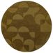 Flair Rugs laagpolig ronde wollen vloerkleed met print 160x160 cm - olijfgroen