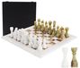 Jeu d'échecs en marbre, 15 pouces, 32 pièces, 2 dames supplémentaires, boîte de rangement