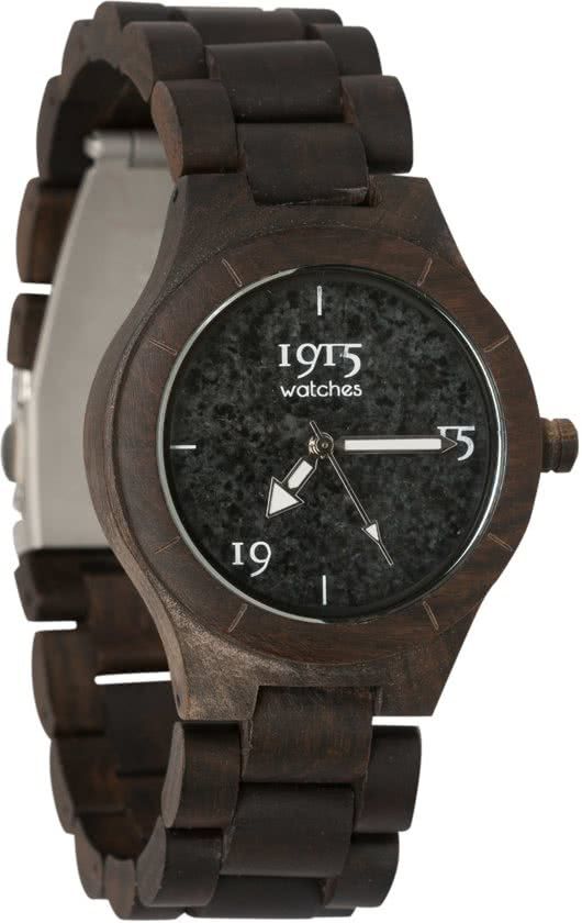 1915 Watches Lady Elegance Grey Stone - Horloge - Sandelhout - Donkerbruin - 38mm