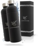 Luckymoose RVS Drinkfles 1,25L - Set van 2 - Zwart