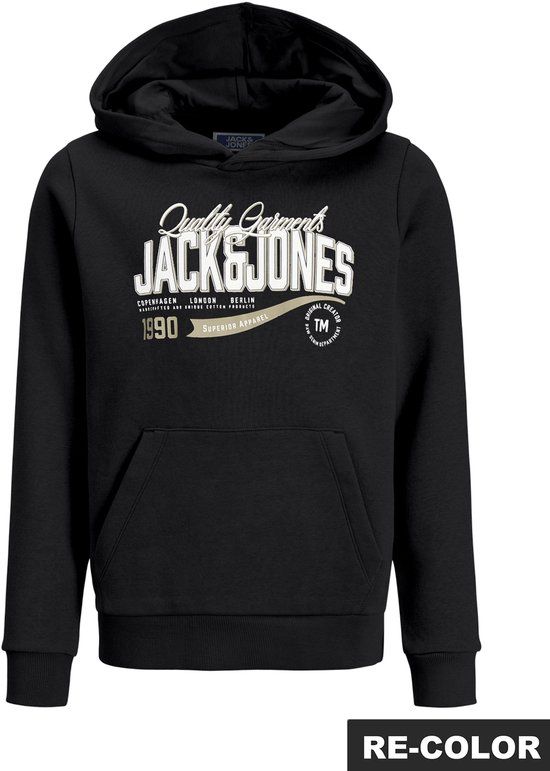 JACK&JONES JJELOGO SWEAT HOOD 2 COL AW26 SN JNR Jongens Sweater Zwart Katoen Polyester 140