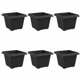 vidaXL Jardinière carrée Noir Plastique 23 x 23 x 17,5 cm (6 pièces)