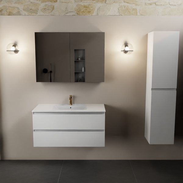 Mondiaz Aivy Badmeubelset - 100cm - Talc - Met Spiegelkast