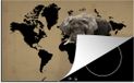 Merkloos KitchenYeah® Inductie beschermer 77x51 cm - Wereldkaart - Zwart - Olifant - Inductie kookplaat accessoire