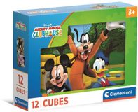 Clementoni Cubi 12 Mickey Mouse Club House - Disney Blokkenpuzzel met 6 Afbeeldingen - Kubus Puzzel, Blokken en Blokjes Speelgoed voor Jonge Kinderen