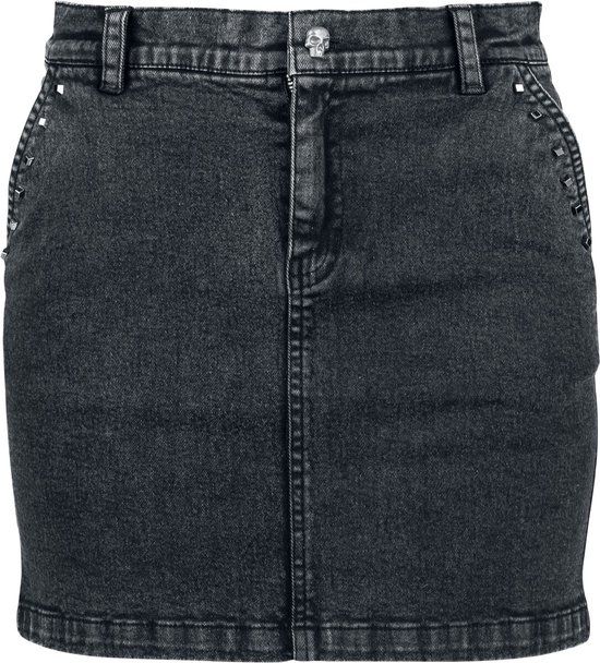 Rock Rebel by EMP Korte Donkergrijze Rok met Studs - Dames - XL