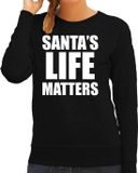 Bellatio Decorations Santas life matters Zwarte Kerst sweater / foute Kersttrui voor dames - Maat M