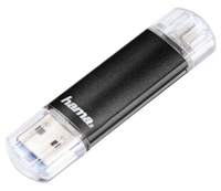 Hama Laeta Twin USB Flash Drive - 64GB - USB Type-A / Micro-USB - Black