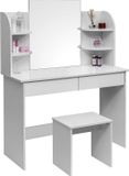 Bolt Edge Kaptafel - Blanc - Inclusief Spiegel en Krukje - Make-up Tafel pour Filles