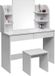 Bolt Edge Kaptafel - Blanc - Inclusief Spiegel en Krukje - Make-up Tafel pour Filles