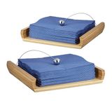 Relaxdays 2 x servettenhouder van bamboehout - voor 33 x 33 cm servetten â€“ hout